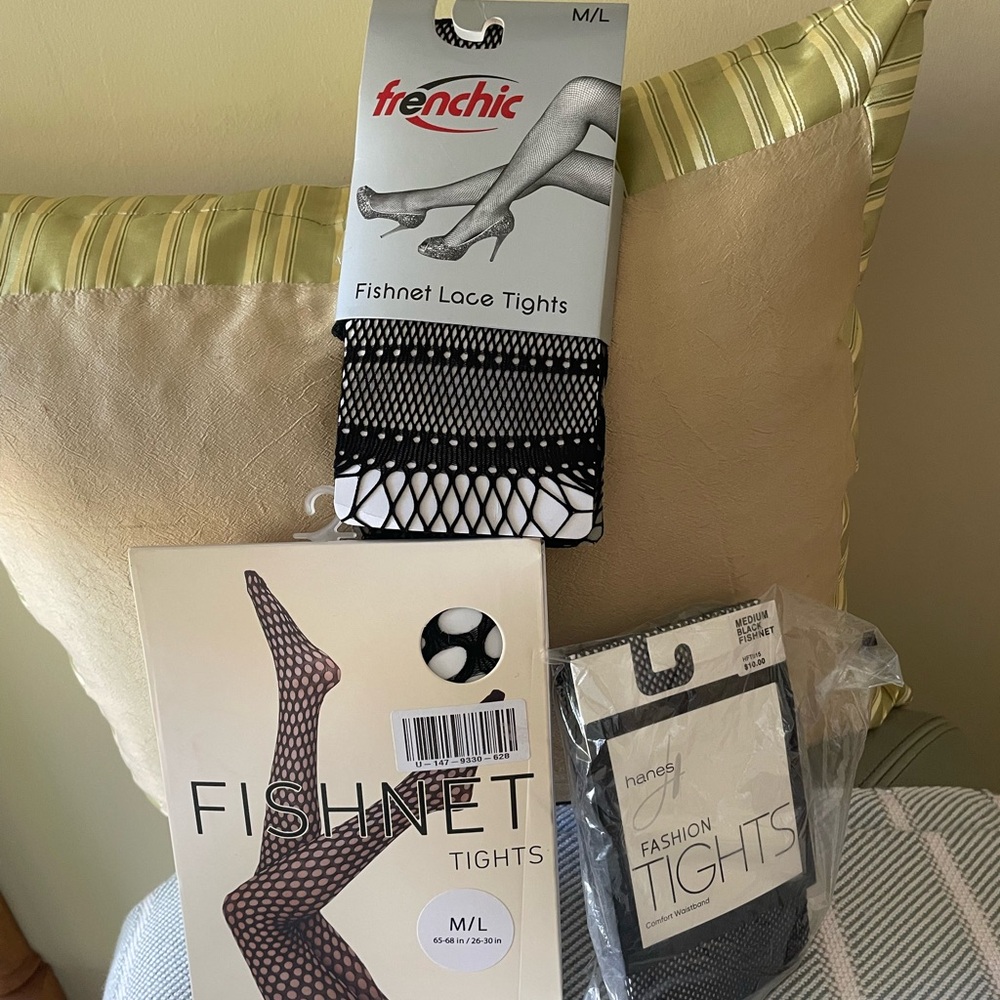 Black Fishnet Lace Tights/ 3 pair- variety